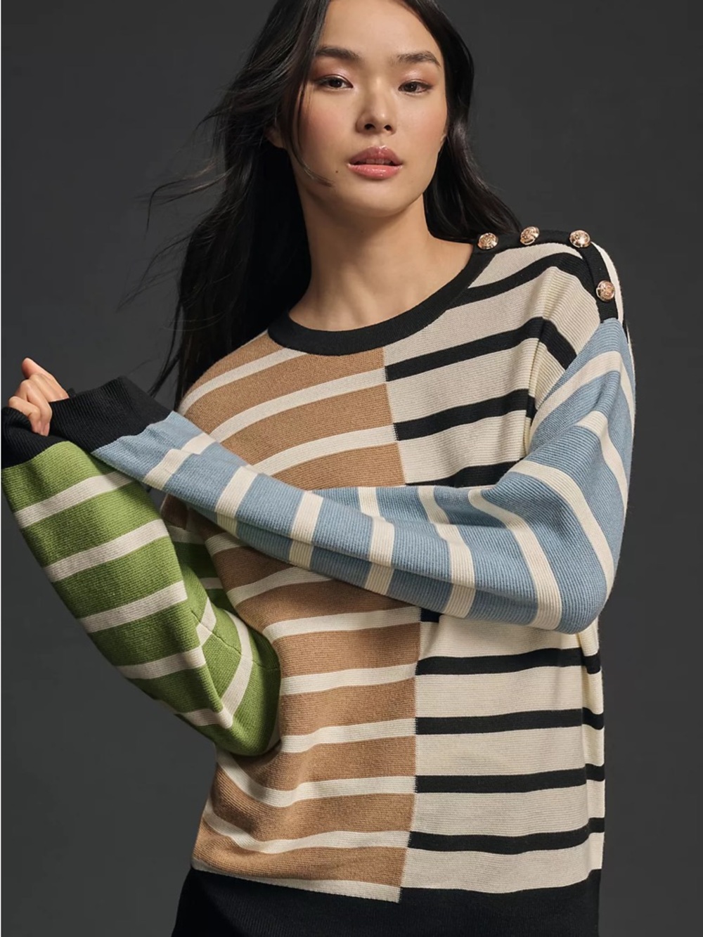English Factory Anthropologie Mixed Multicolor Striped Cowl Sweater Size Medium